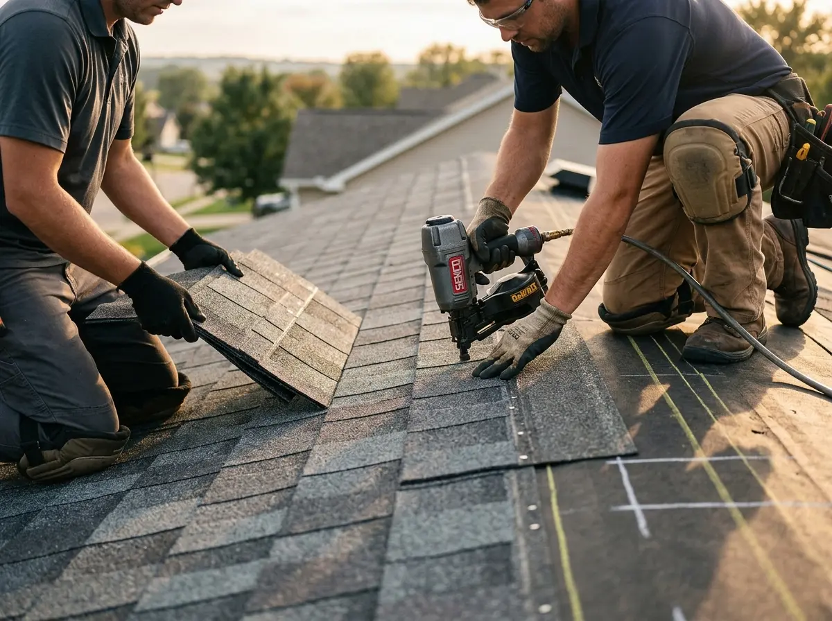 Professional roofer working on a residential roof in Royal Kunia